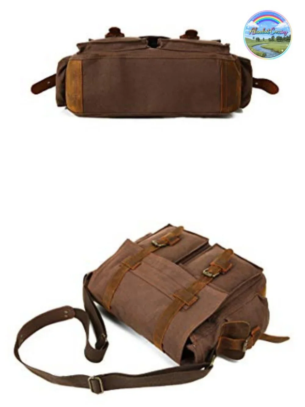 Vintage Military Leather Canvas Messenger Bag Laptop 13 inch